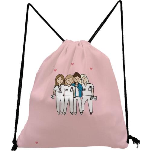 Nurses Love Printed Drawstring Bags Gym Travel Storage Bag New Fashion Softback Bag Unisex Backpack Bag Portable Shopping Bags