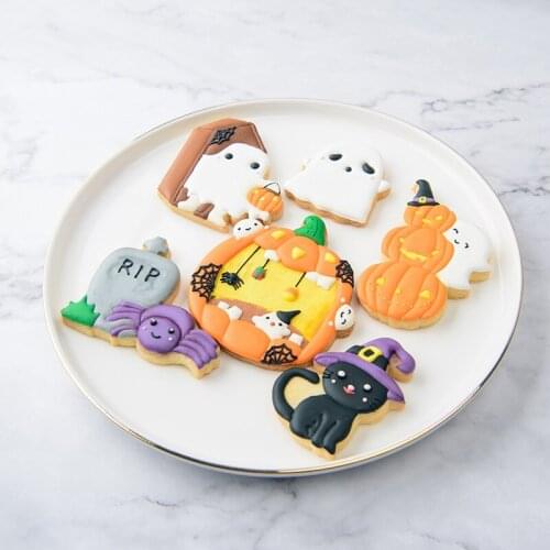 Happy Halloween Cookies Stencil Cutter Coffee Cake Stencils Template Biscuits Fondant Mold Cake Decorating Tools Bakeware