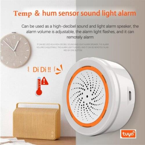 Tuya Smart Humidity And Temperature Sensor Zigbee 3.0 Sound And Light Alarm Siren Hygrometer Thermometer APP Monitor Smart Home