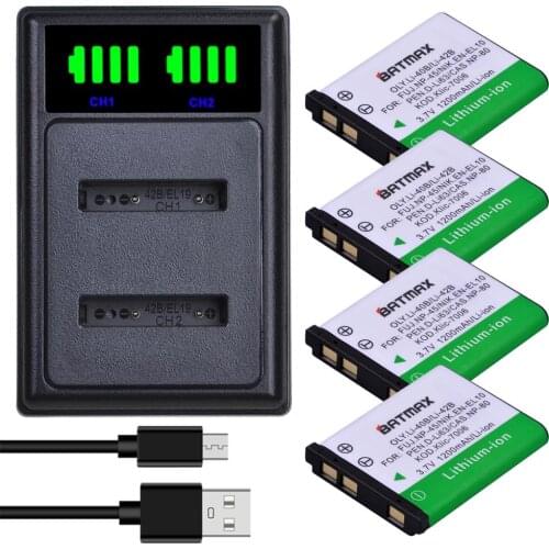 Batmax Li-40B Li 40B Li-42B Battery+LED USB Dual Charger for Olympus for FUJIFILM fuji NP-45 NP 45 NP45 NP 45A 45B 45S EN-EL10
