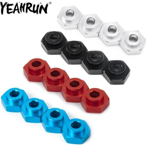 YEAHRUN 4Pcs 12mm to 17mm Metal Wheel Hex Hub Adapters Extended 5mm for Axial SCX10 Traxxas TRX4 1/10 RC Crawler Car Accessories