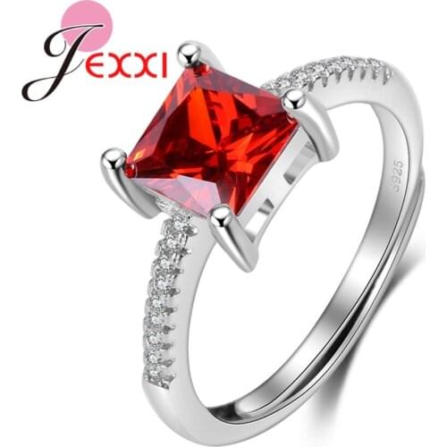 Lover Jewelry Gift Luxury Blue CZ Heart 925 Sterling Silver Jewelry For Wedding Engagement Opening Finger Ring Top Sale