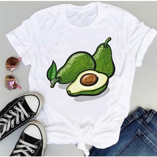 Women Avocado Fruit Printed Tshirt Casual 90s Cartoon Short Sleeve GraphicT-Shirt Summer Fashion Female Clothes Tops Tee