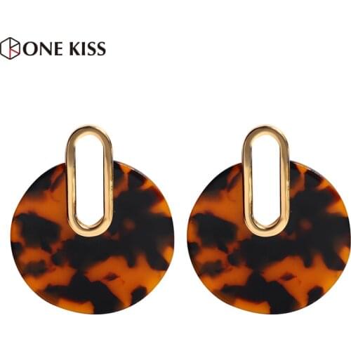 2019 Za Geometric Round Acrylic Earring For Women Fashion Circles Leopard Print Statement Resin Stud Earring Jewelry Wholesale
