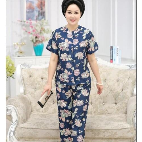 New summer women cheap fashion printing Blouses Suits Two Pieces Set Floral Printed Suits with Pants
