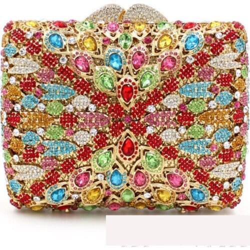 Female Diamond purse wallet Women Evening Minaudiere Bag Metal Crystal Clutches Wedding Handbags Bridal Party Cocktail Bag gift