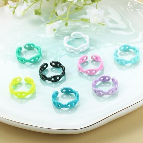 2021 New Arrival Fashion Candy Color Geometric Irregular Opening Ring Ladies Chain Bear Pig Nose Opening Ring Jewelry