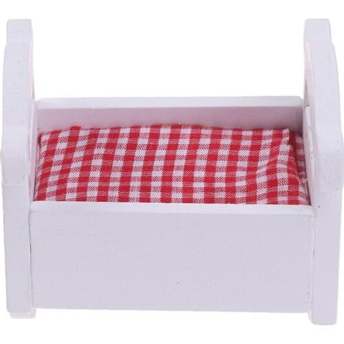 1:12 Dollhouse Miniature White Wooden Cardle Baby Bed Model Furniture Toys
