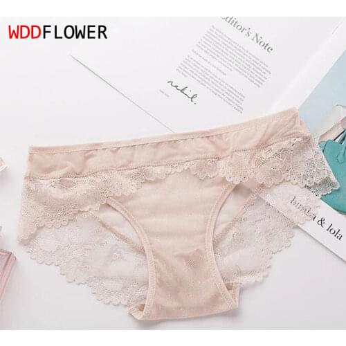 100% Knit Silk Womens Sexy Lace Briefs Panties Underwear Lingerie M L XL SS002