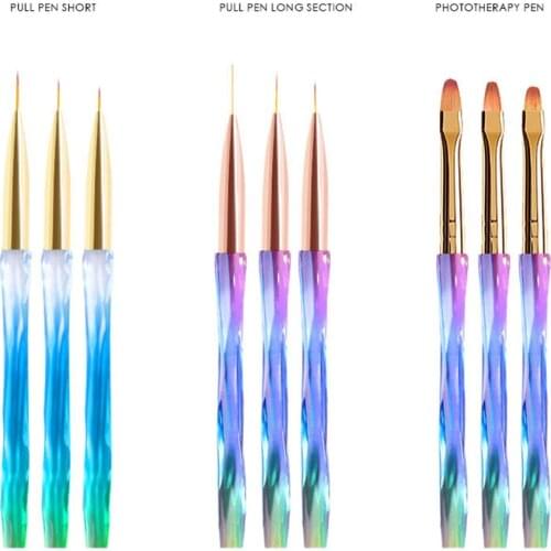 3pcs Nail Art Uv Gel Liner Drawing Brush Painting Acrylic Pen Tools Manicure Set Nail Art Tools