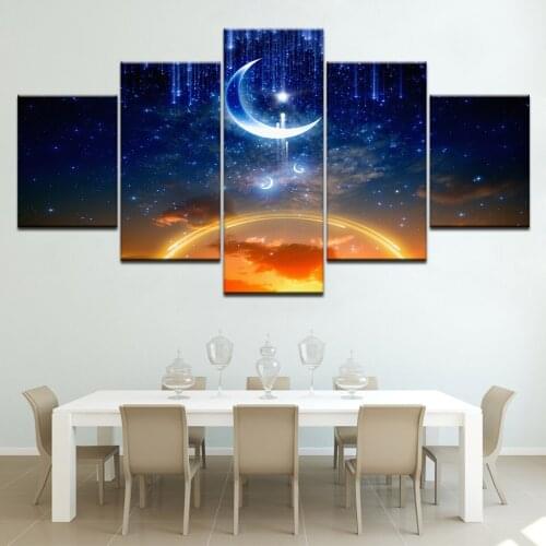 5 Piece Frame canvas art The Moon Night sky Ceiling Planet Art decoration for home Print On Canvas Painting Wall For Home Decor