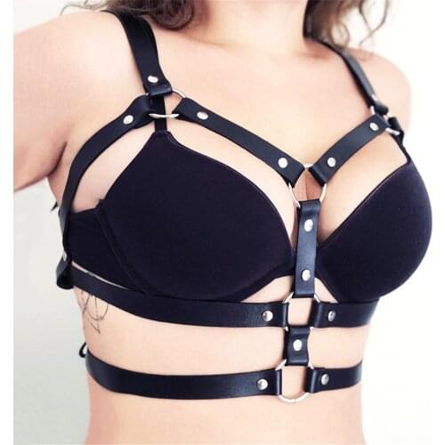 BAFEI Chest Suspenders Leather Harness Women Body Straps Female Bondage Lingerie Goth Sexy Garter Belt Punk Waist Belts Fashion