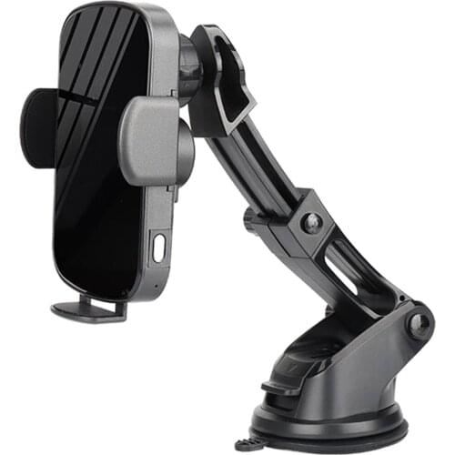 15W Qi Wireless Car Charger Fast Charging Mount Clamping Phone Holder Bracket With Suction Mount For Cell Phone