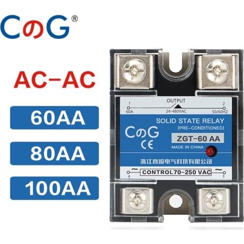 CG SSR-60AA 80AA 100AA Relay Single Phase AC Control AC 70-280VAC To 24-480V Heat Sink 60A 80A 100A AA Solid State Relay