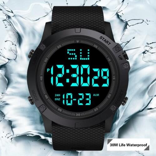 HONHX Fashion Outdoor Sport Waterproof Watch Men Multifunction Digital Stopwatch Men Military Wristwatch LED Digital