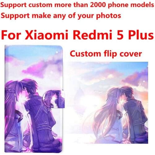 DIY Phone bag Personalized custom photo Picture PU leather case flip cover for Xiaomi Redmi 5 Plus