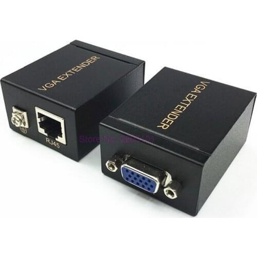 Dhl or fedex 100pcs One Pair 60M VGA Extender Female To Lan Cat5 Cat5e RJ45 Ethernet Female Adapter Amplifier VGA Extender