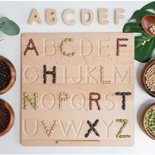 Double-sided Tracing Board Early Educational Wood Alphabet Studying Calligraphy Boards Montessori Style Durable Plaques