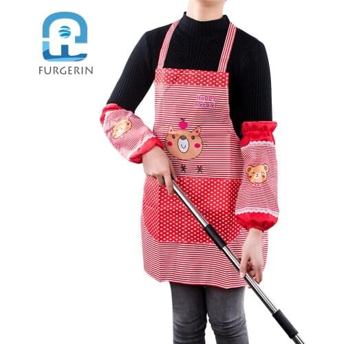 FURGERIN Chef Apron Men Cartoon Waist Aprons for Woman Kitchen apron kit oversleeve Cooking Catering Restaurant kitchen dress