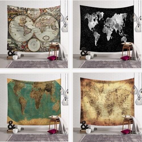 Maps Tapestry Wall Hanging Bohemian Beach Mat Polyester Blanket Yoga Mat Home Bedroom Art Carpet Wall Hanging Decor