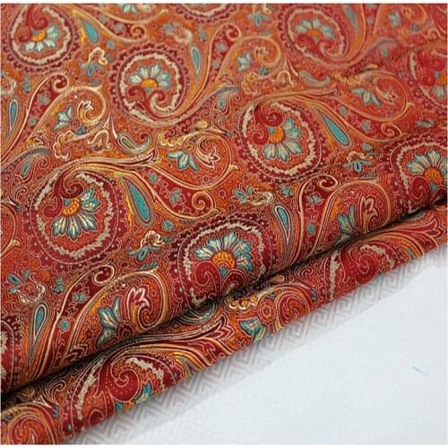 HLQON brocade Tang suit red fabric patchwork felt tissue telas bed sheet cheongsam dress children coat cloth 75cm width