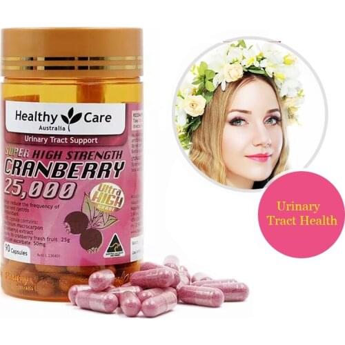 Healthy Care Cranberry 25000mg 90capsules Support Urinary Tract Health Symptomatic Relief Recurrent Cystitis Frequent Urination