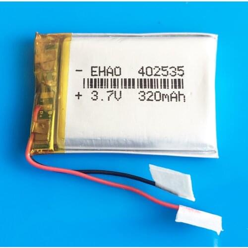 3.7V 320mAh lipo polymer lithium rechargeable battery 402535 for MP4 smart watch GPS DVD bluetooth headset camera