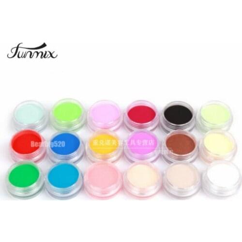 Fashion 18 Colors Nail Art Sculpture Acrylic Carving Powder Cosmetic Pot Nail Kit Decoration