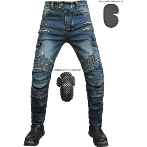 Mens Motorcycle Trousers Slim Fitted Zip Stretchy Biker Jeans Cycling Pants with Protective Gear XXS-4XL