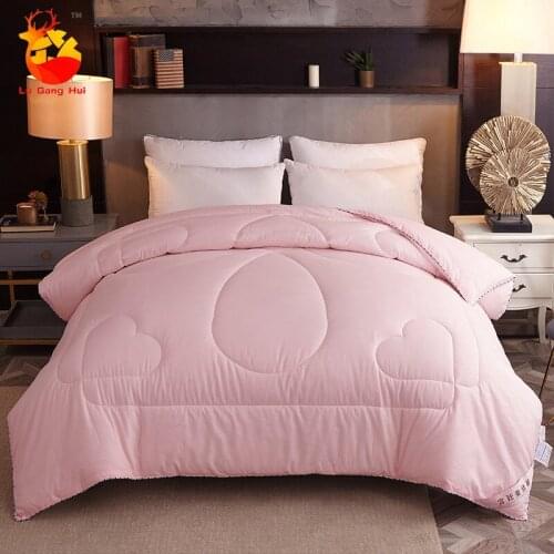 Hemming solid color double autumn and winter silk quilt core quilt polished embossed silk quilt Bohemian duvet comforter