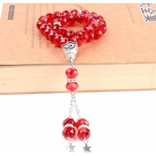 Wholesale 33 Prayer Beads Islamic Muslim 10mm Faceted Red Crystal Bead Handmade Bracelets For Women Men Jewelry Hombres Bileklik