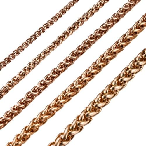 Women Stainless Steel Chain Basket Material Braided Rose Gold Color Necklace Jewelry Fashion Christmas Gifts