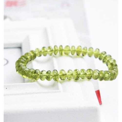 Genuine Green Natural Olivine Peridot Gems Crystal Faced Abacus Bead Bracelets For Women Female 7mm Drop Shipping