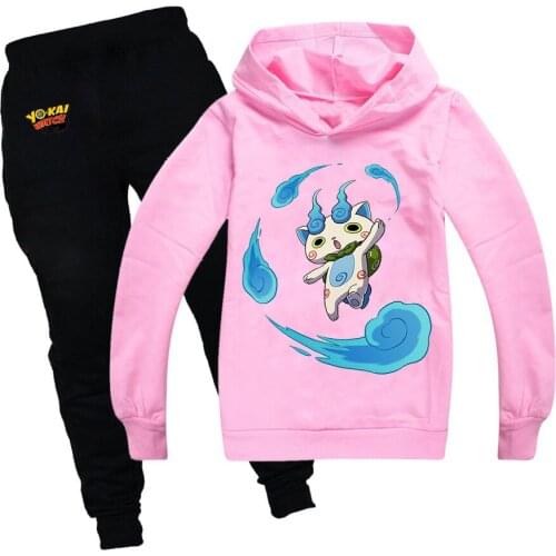 YO KAI Sports and Leisure Suit Long Sleeve Sweater Pants 2-piece Set Teen Boys and Girls Spring Thin Sports Suit