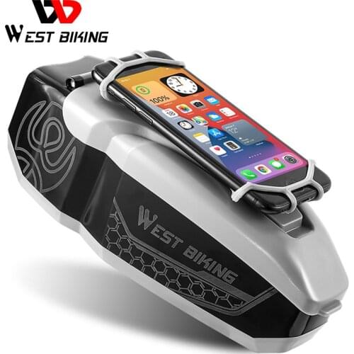 WEST BIKING Waterproof Bicycle Bag With 4-6.5 Inch Phone Holder Front Frame Top Tube MTB Bike Bag PC Shell Cycling Accessories