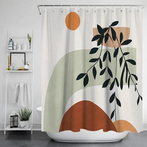 Sun Moon Plant Printing Waterproof Melody Modern Shower Curtain Bathroom Polyester Partition Curtain Home Decor Window Curtain