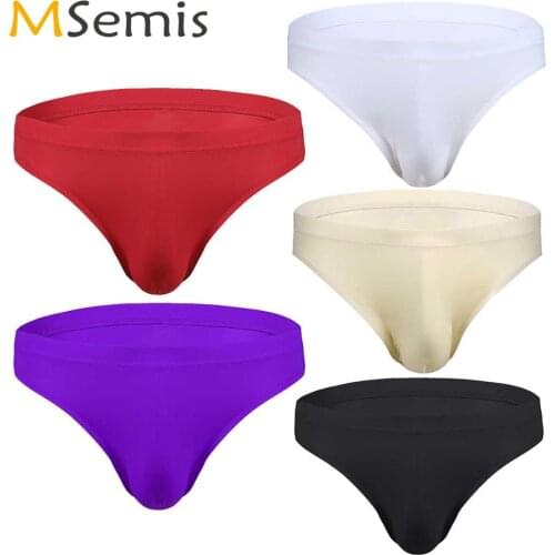 5Pcs Mens Underwear Sets Sexy Silky Bikini Briefs Elastic Bulge Pouch Sissy Panties Homme Slips Knickers Gay Underpants Lingerie