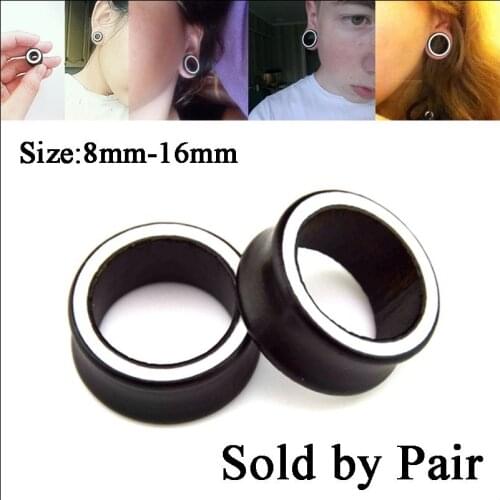 5 Pairs Organic Natural Wood Double Flared Hollow Ear Tunnel Plug Ear Expander Gauges Piercing Fashion Jewelry 8mm-16mm