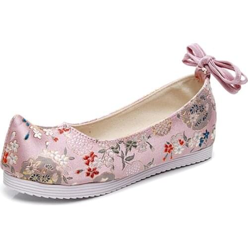2020 Women Cotton Flats Ladies Ankle Strap Comfort Casual Flat Chinese Wedding Phoenix Embroidered Increase Heel Shoes Woman