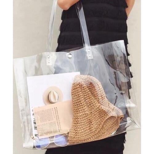 Womens Bag Trend Clear Beach Totes PVC Transparent Bag Female Handbags Large Shopper Shoulder Bags Portable Summer Lucid Pouch