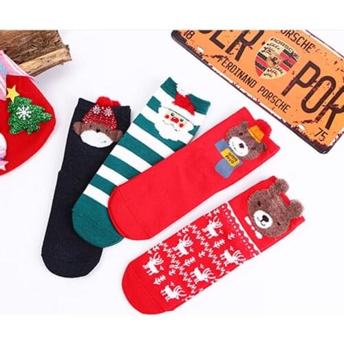 Ladys Casual socks Cotton Womens Garments and Female short sock Cartoon Bear breathable sock Christmas Gifts Crew Sock