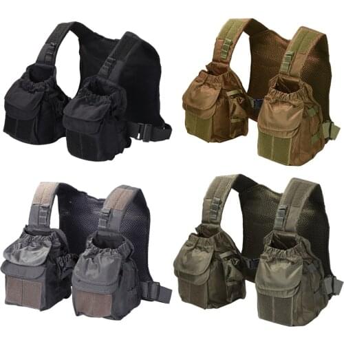 Multi-pocket Outdoor Fly Fishing Vest Breathable Mesh Adjustable Waistcoat Tactical Chest Pack for Men Women Sport Bag