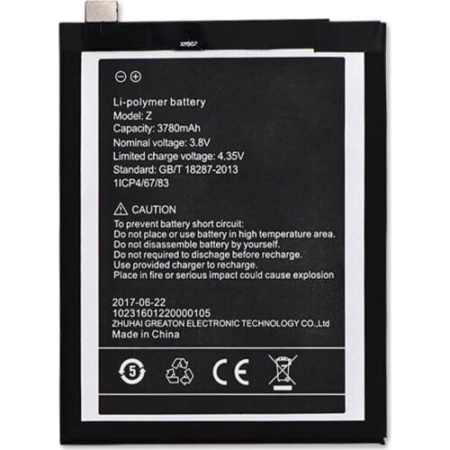 2pcs/lot 3780MAh Umi Z Battery For UMIDIGI Z Back Up Battery