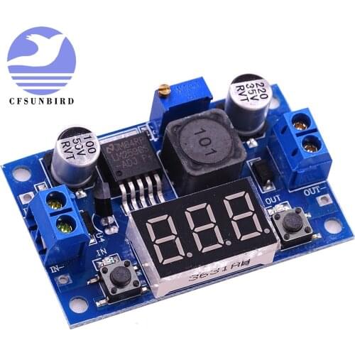 20pcs/lot LM2596 DC 4.0~40 to 1.3-37V Adjustable Step-Down Power Module + LED Voltmeter Free Shipping TK0343