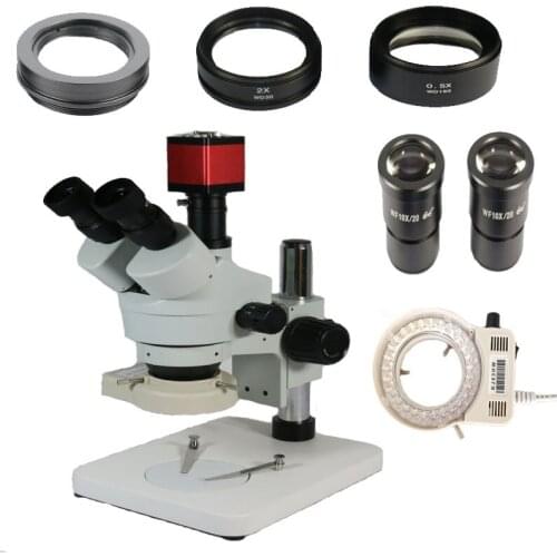 3.5X-90X Simul-Focal Trinocular Stereo Microscope + 13MP VGA /HDMI digital microscope camera With SZM0.5X SZM2.0X Objective lens