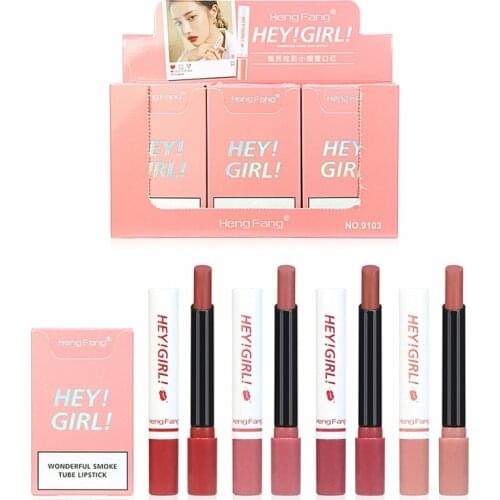 4Color Lipstick Cigarette Velvet Matte Fog Surface Long Lasting Waterproof Lipstick Non-Stick Cup Lips Tint Cosmetic Makeup TSLM