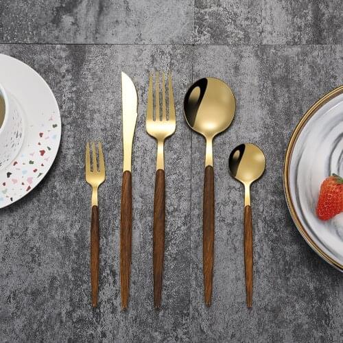 5Pcs Stainless Steel Dinnerware Set Knife Fork Spoon Tableware Set Western Cutlery Silverware Flatware Set Kitchen Supplies