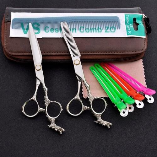 6 inch Professional Hair Cutting Scissors and Thinning Scissor With Dragon Style Handle Stainless Steel Styling Tools with Bag
