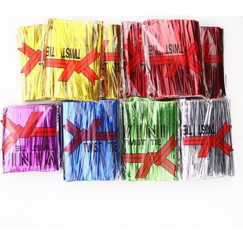 750-800pc/pack Bowknot Metallic Twist Wire Ties for Packaging Candy Bag Cake Bread Coffee Sealing Party Gifts Wedding Decoration