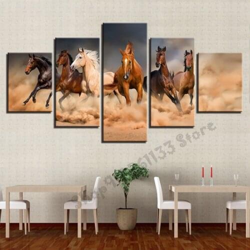 Diamond painting, cross stitch, full square and round rhinestone desert horse picture home decor digital jigsaw 5 pieces GG2703
